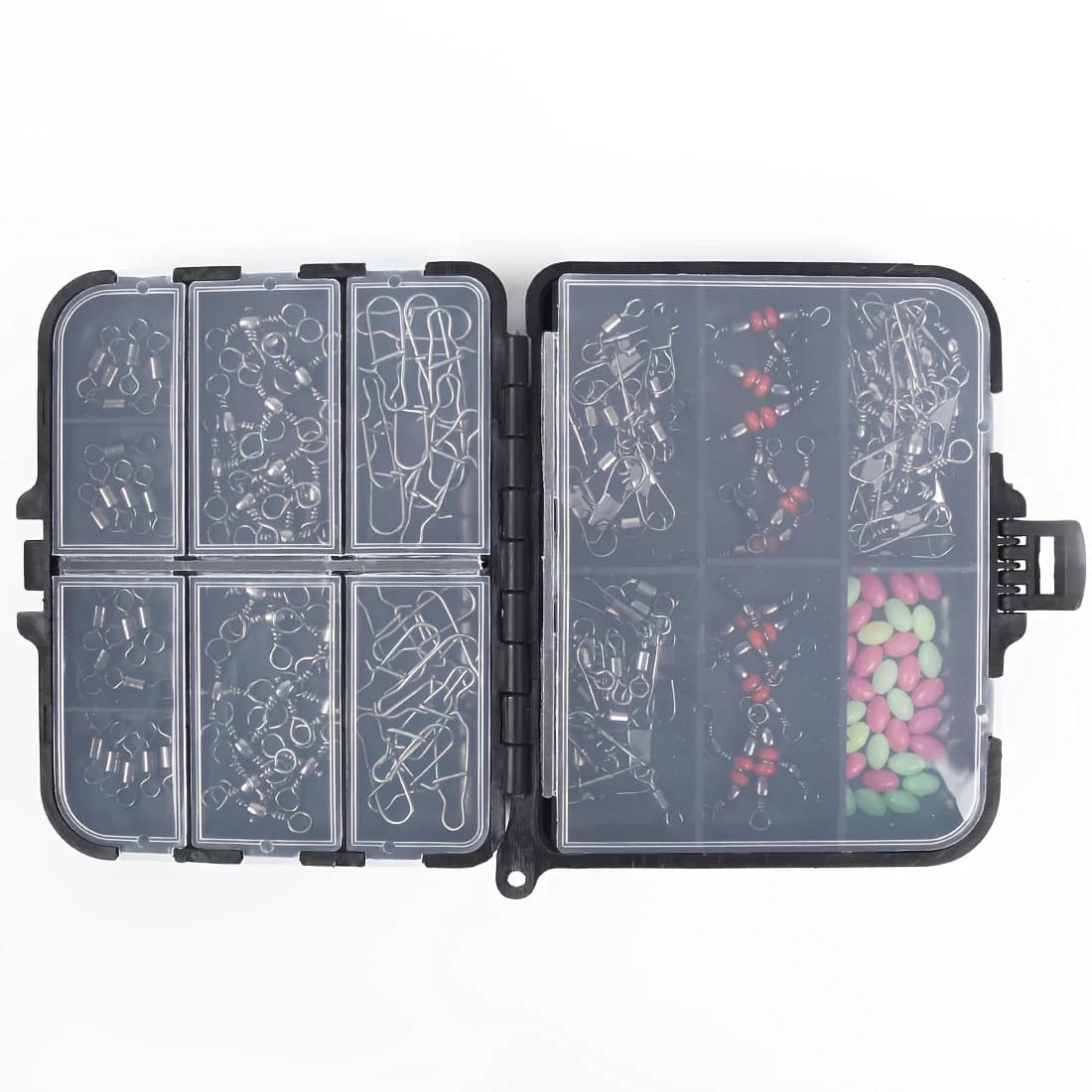 Kit 140 pièces émerillons et snaps pêche - Émerillons à billes, connecteurs triples et clips