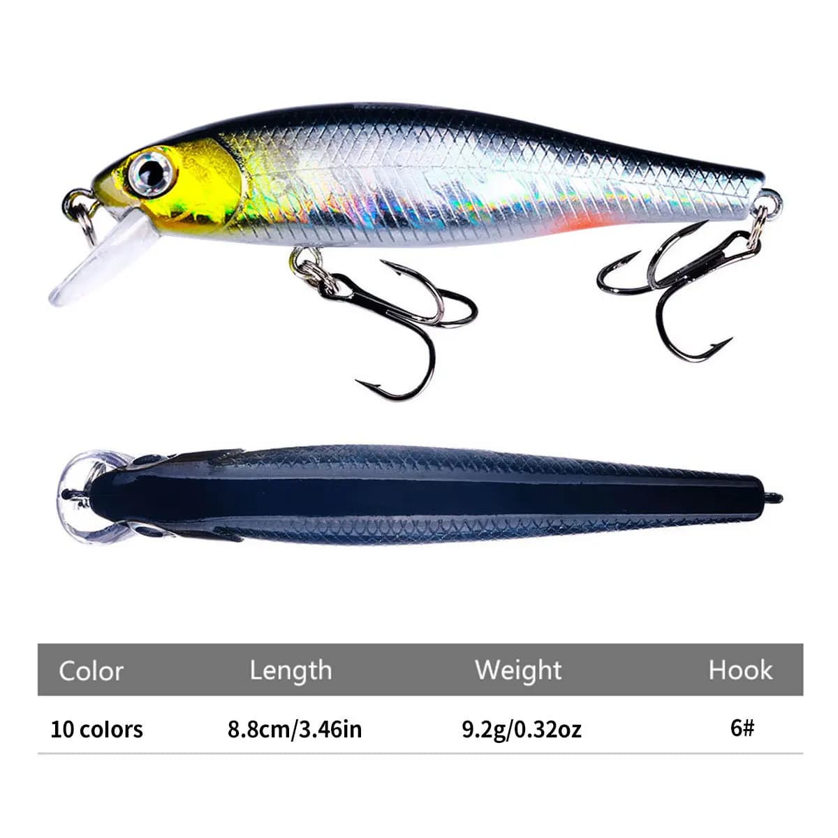 Leurre jerkbait minnow crank wobbler 8.8cm 9g - Appât artificiel pour black bass brochet carpe pêche précise