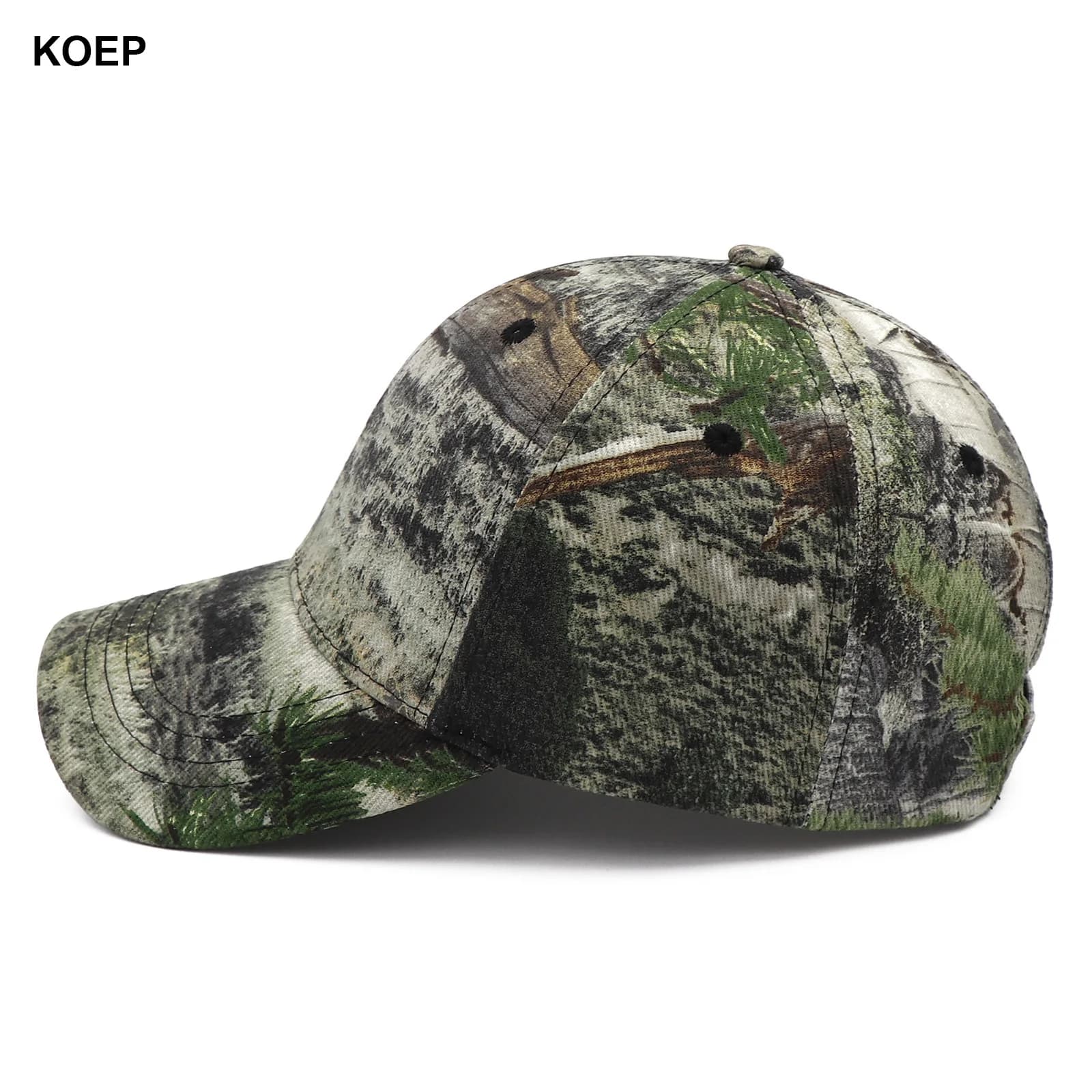 Casquette baseball camouflage KOEP KBMO7 pour pêche outdoor - Design feuilles de roseaux