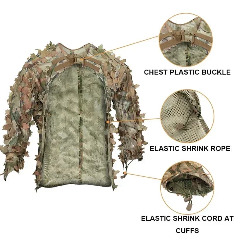 Robe camouflage Ghillie pour homme femme - tenue chasse pêche jungle feuilles extérieur