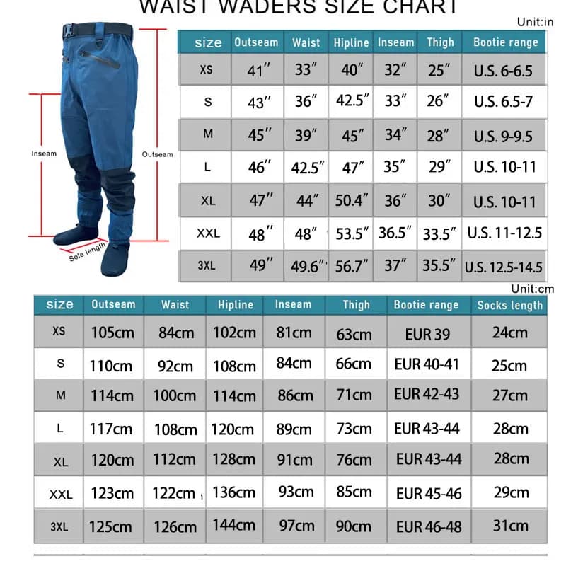 Waders de pêche à la mouche 4 plis respirants - Pantalon de guêtres imperméable pour hommes