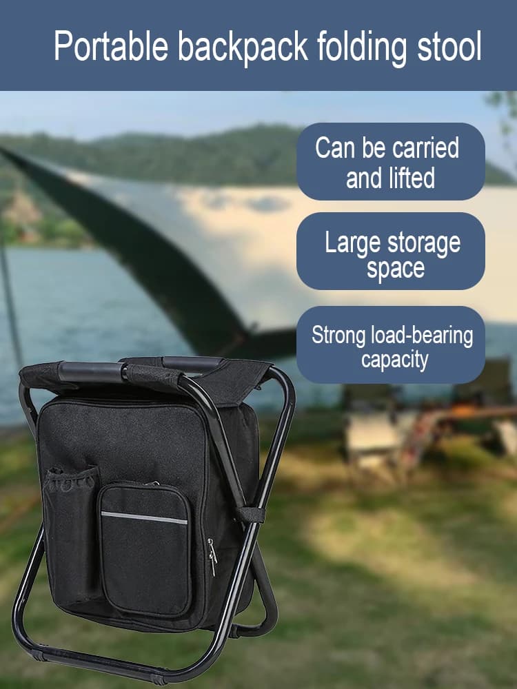 Chaise glacière portable 3-en-1 avec tabouret pliant - Sac à dos rafraîchissant étanche pour pêche