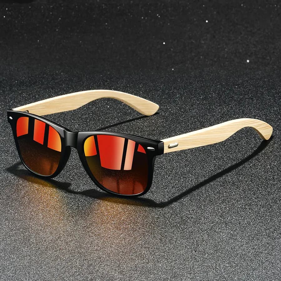 Lunettes de soleil bois bambou vintage luxe pour pêche et conduite UV400 marque designer