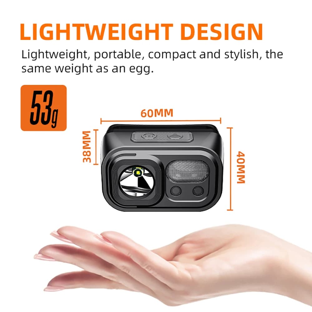 Lampe frontale SUPERFIRE HL23 LED puissante rechargeable Type-C induction pour pêche travail
