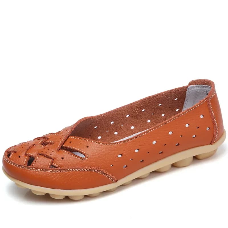 Mocassins femme cuir véritable 35-44 creux plats casual pour pêche confortable élégante
