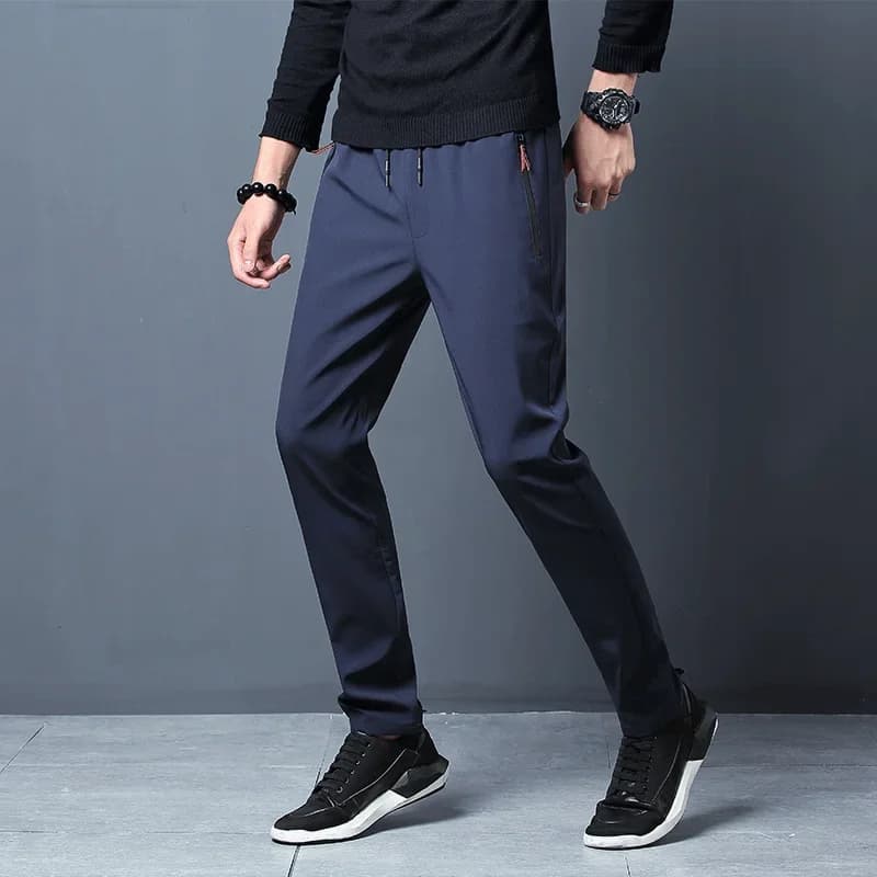 Pantalon homme décontracté coupe droite élastique pour pêche, jogger classique bleu noir gris