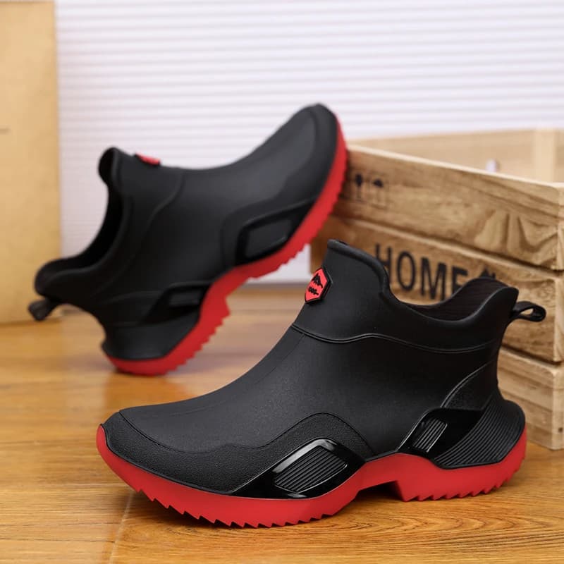 Chaussures pluie homme courtes imperméables anti-usure bottes caoutchouc pêche cuisine jardin