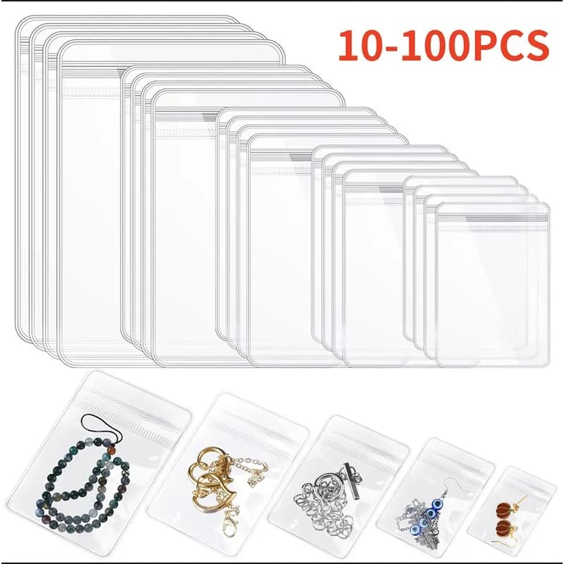 Sacs zip PVC épais transparents rangement bijoux pêche leurres hameçons accessoires