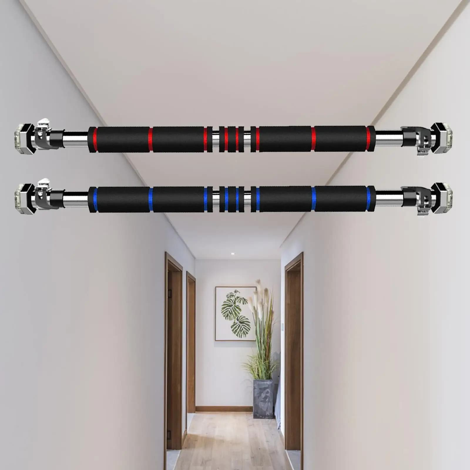 Barre de traction sans vis pour porte réglable 31.5 à 51.2 pouces - Barre horizontale chin up sans perçage