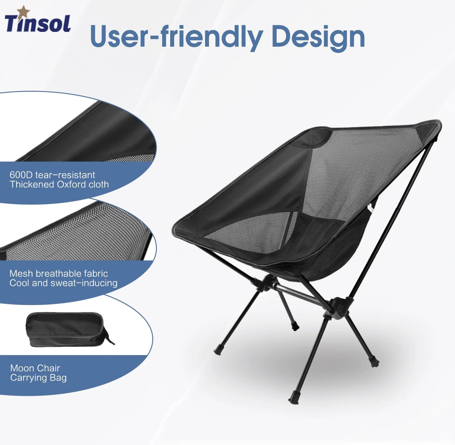 Chaise pliante ultra-légère pêche camping aluminium lune inclinable loisirs extérieur TINSOL