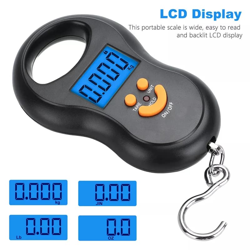 Balance électronique 50Kg/10g avec rétroéclairage - Pêche, cuisine, bagages - Balance digitale portable Gmarty