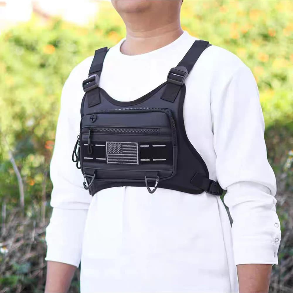 Sac de poitrine ajustable pour randonnée et course - Compatible armes - Sac ceinture thoracique sportif