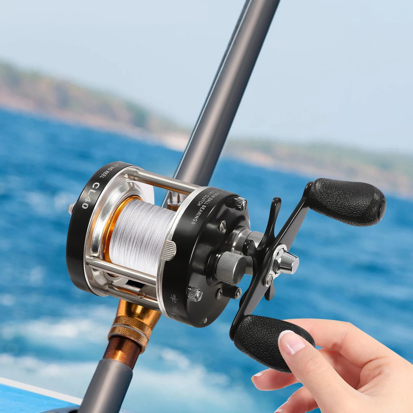 Moulinet Baitcasting Conventionnel Ronde pour Silure #40 Main Gauche/Droite Pêche au Vif