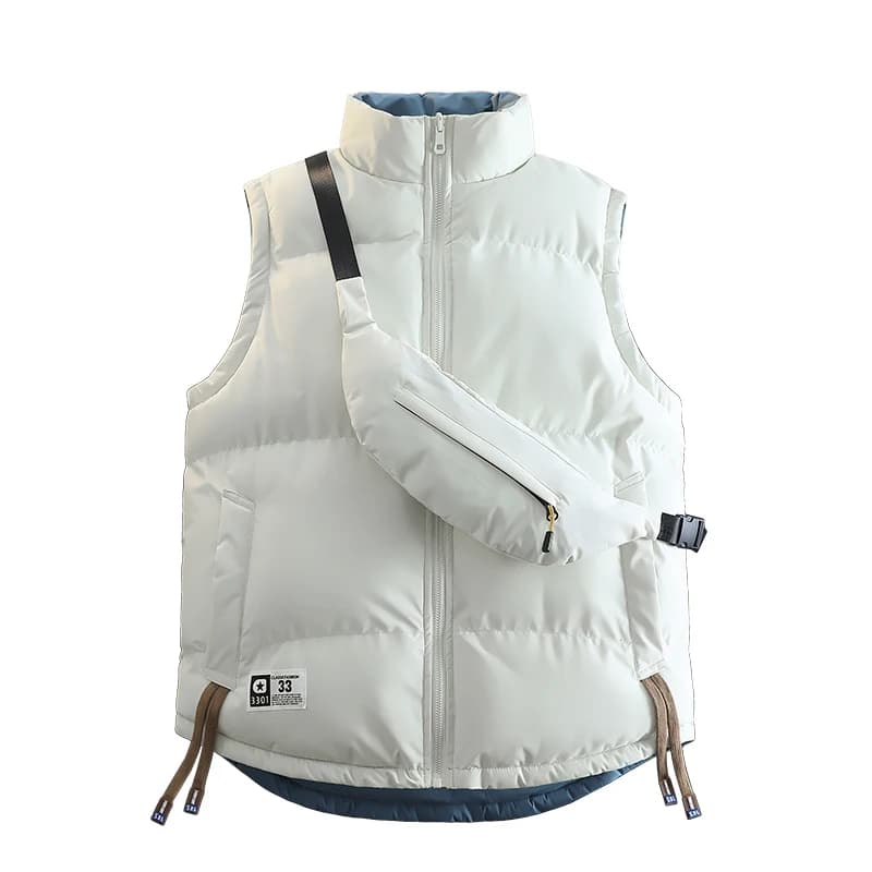 Veste coupe-vent réversible homme pour sports et loisirs, col montant en coton de qualité