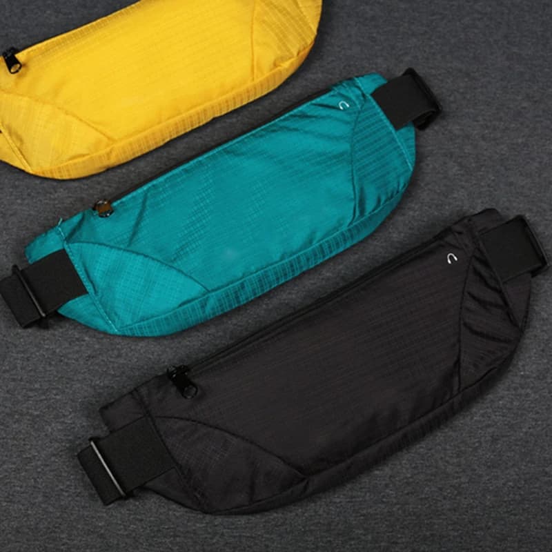 Sac banane coloré étanche running jogging ceinture porte-billets sport homme femme zip discret