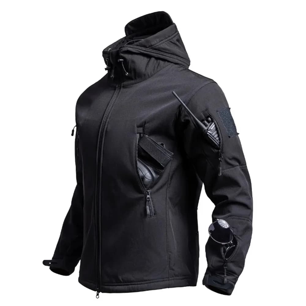 Veste soft shell tactique capuche polaire homme hiver coupe-vent imperméable chaude outdoor multi-poches 5XL 6XL
