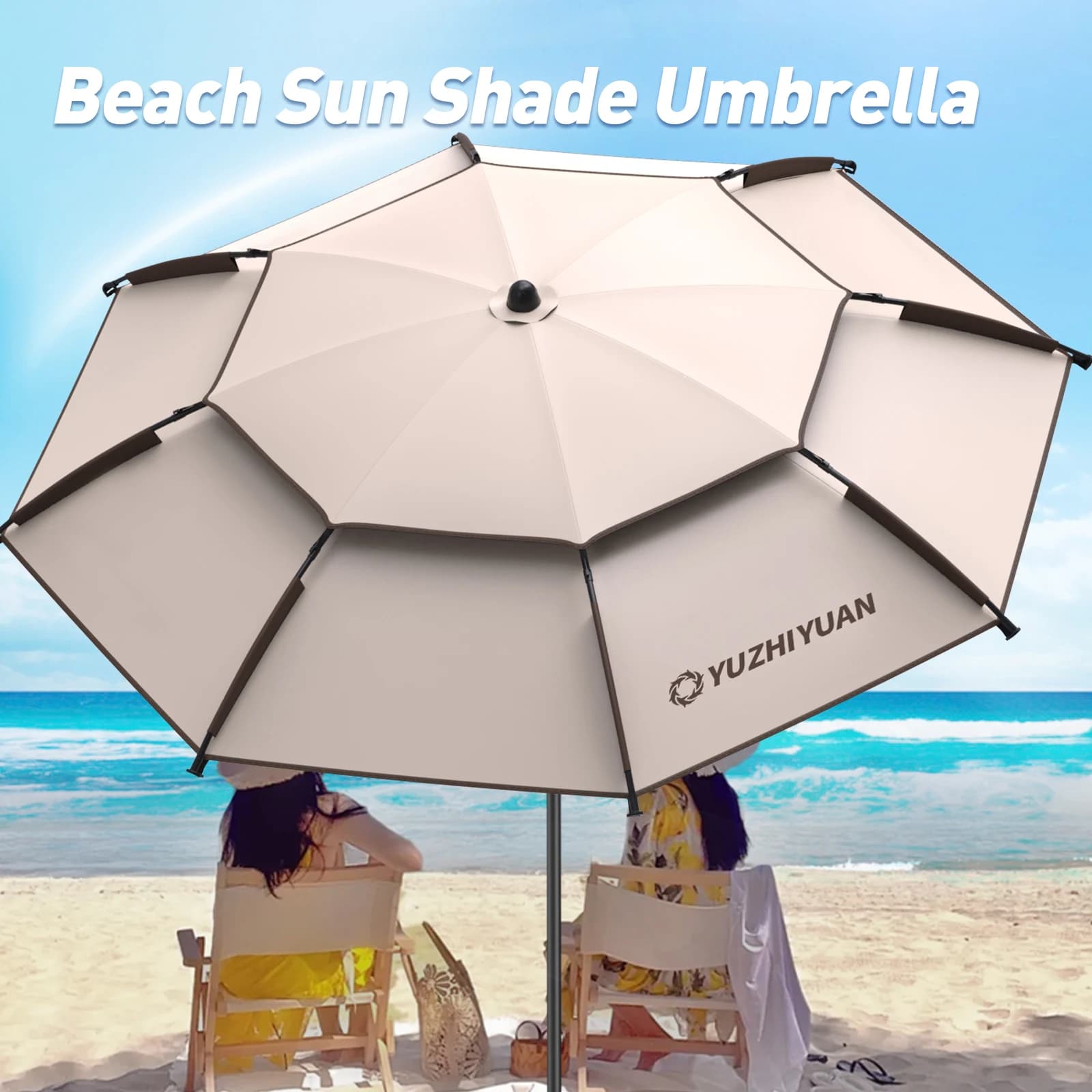 Parapluie de pêche 360° ajustable UPF50+ - Protection solaire optimale avec revêtement noir pliable