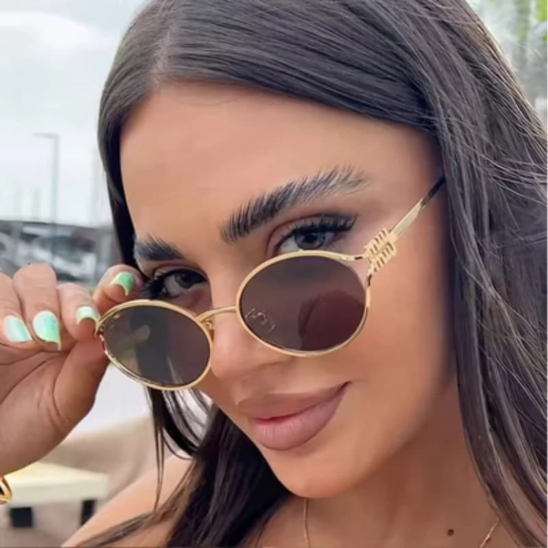 Lunettes de soleil rétro petite monture métal pour pêche discrète - Protection UV complète