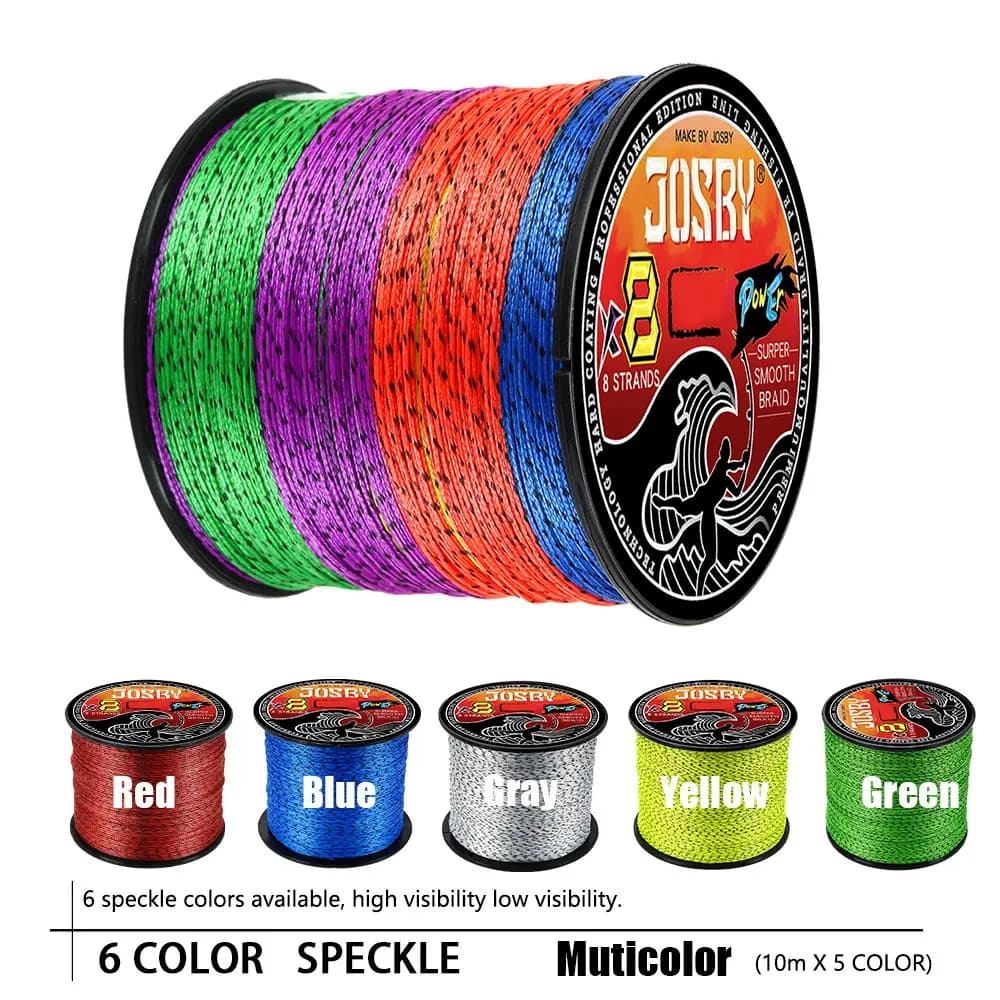 Ligne de pêche JOSBY Japan 8 brins multifilament tachetée 8X PE pour mer et eau douce 100M-500M