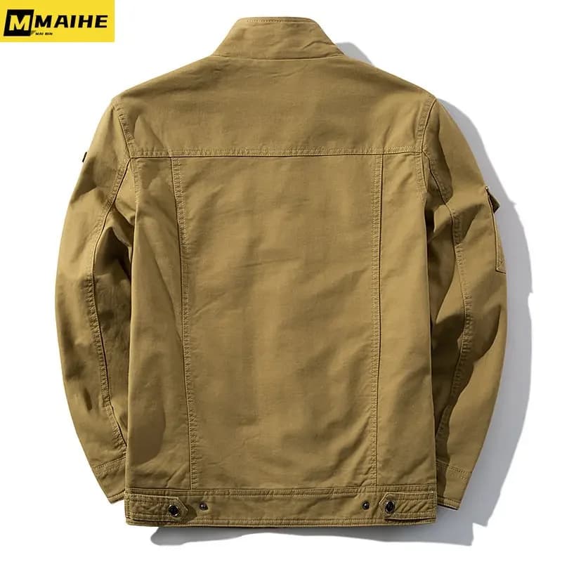 Veste de travail grande taille homme 2024 - Manteau coton lavé vintage - Veste tactique pêche épaulettes