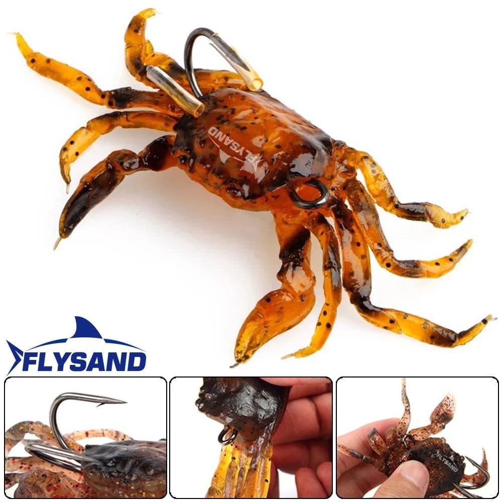 Leurre silicone crabe bionique FLYSAND - Appât souple réaliste avec hameçon intégré pour pêche eau douce