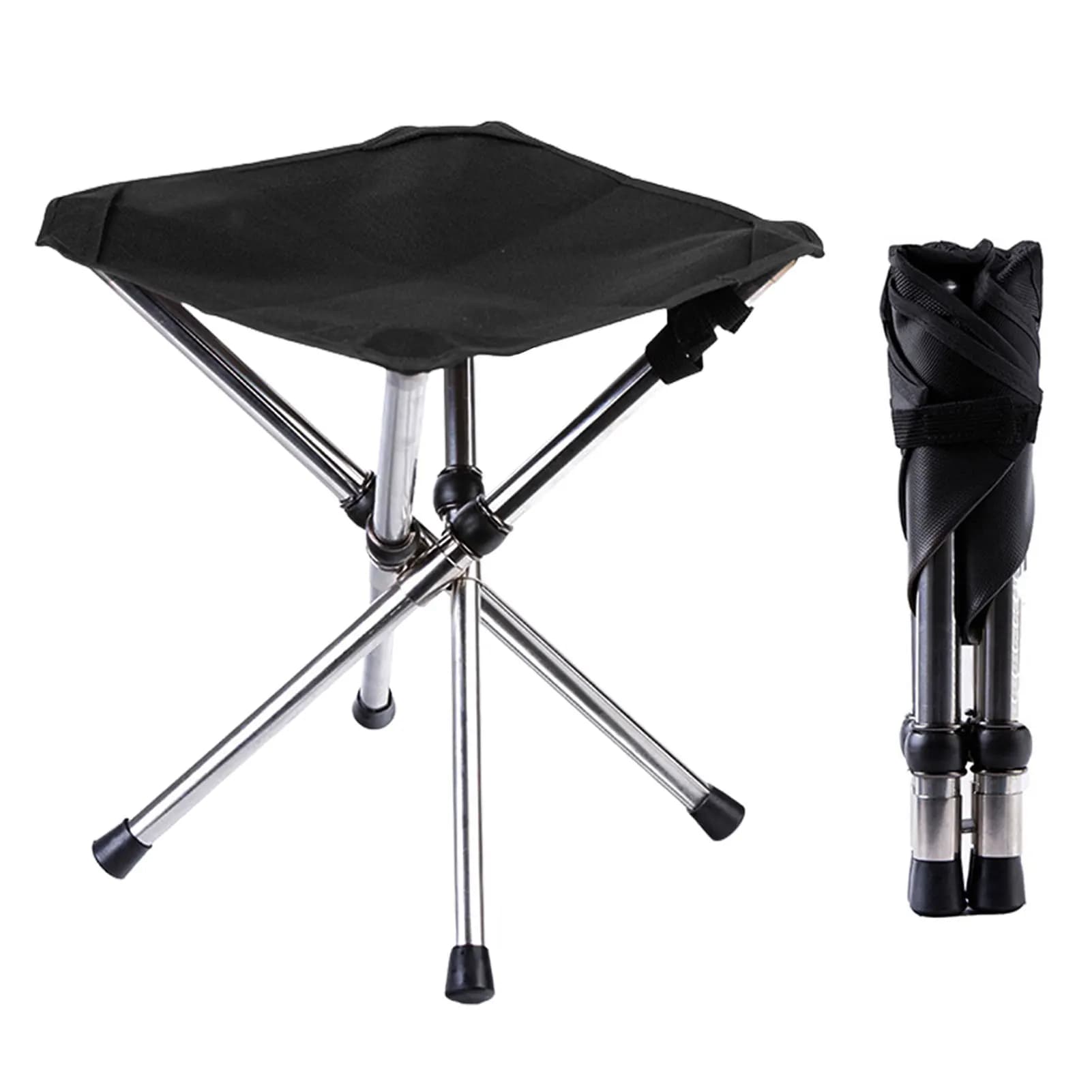 Tabouret tripode pliant camping portable - Siège pêche plage petit format pour équipement compact