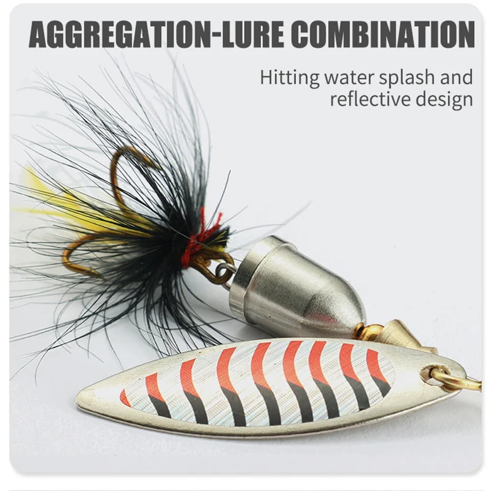 Kit de 5 leurres spinner bait métal dur pour perche truite saumon avec boîte de rangement pêche