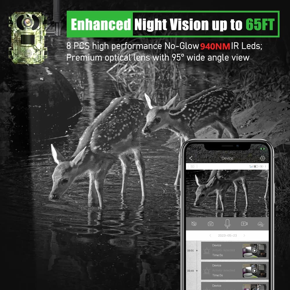 Caméra trail 4G 4MP vision nocturne pour observation faune et repérage zones pêche