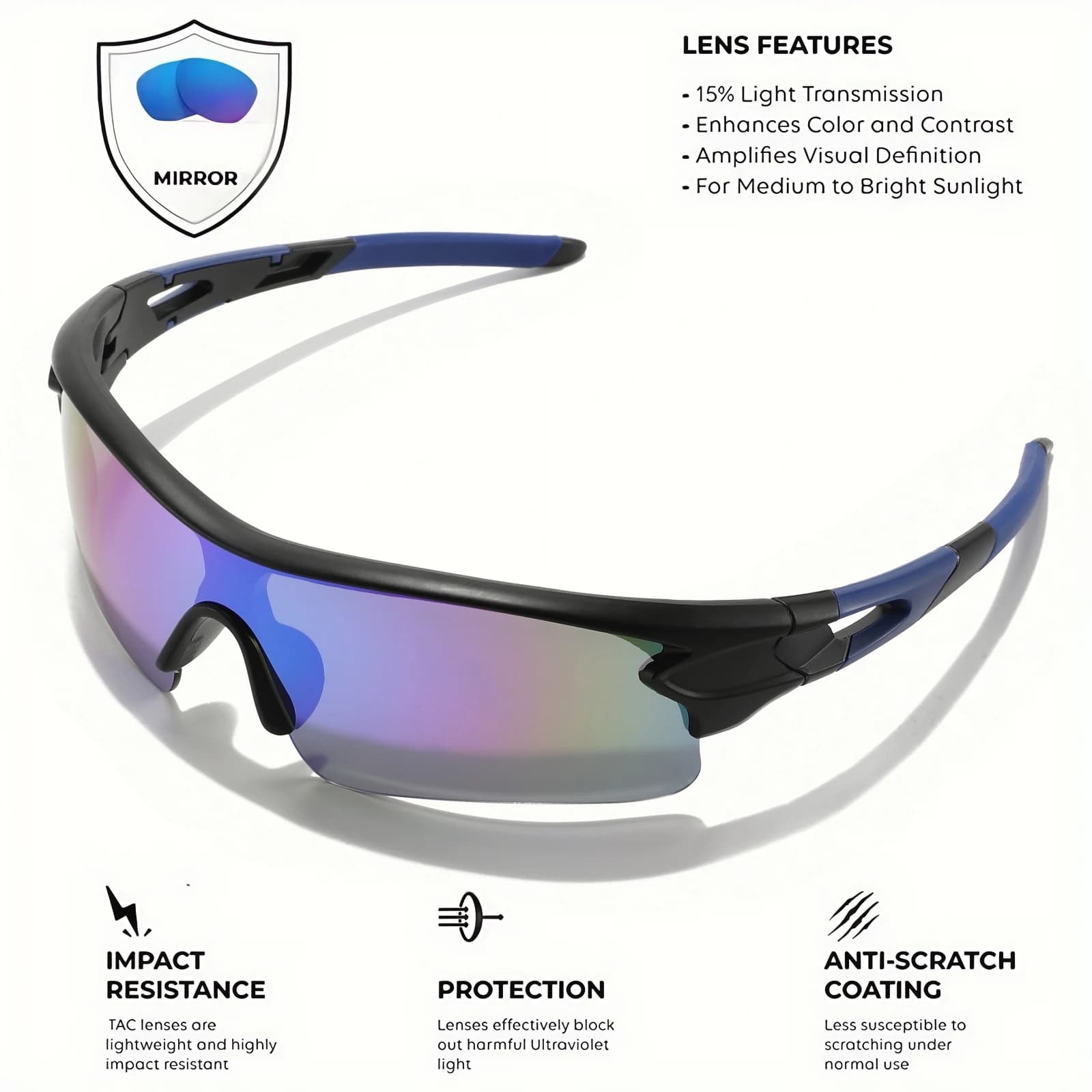 Lunettes de pêche enveloppantes 2 pièces UV400 - Protection totale pour pêche sportive intensive