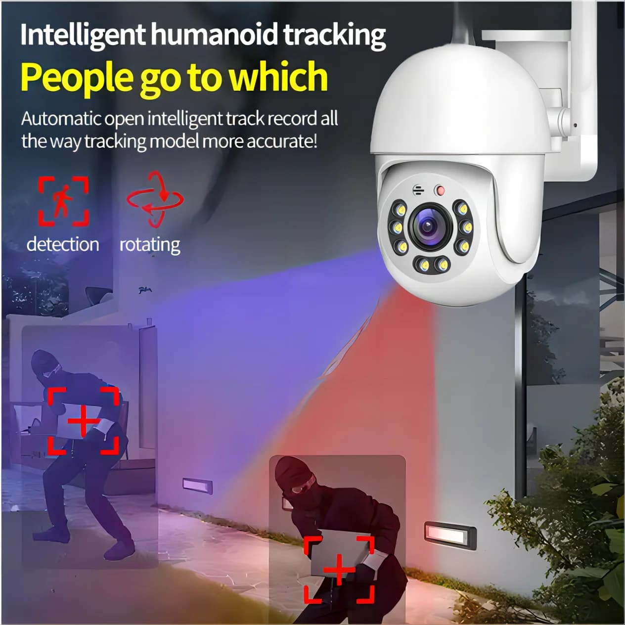 Caméra surveillance extérieure PTZ WIFI 4MP Tuya étanche IP66 5G double bande vidéo sécurité maison jardin