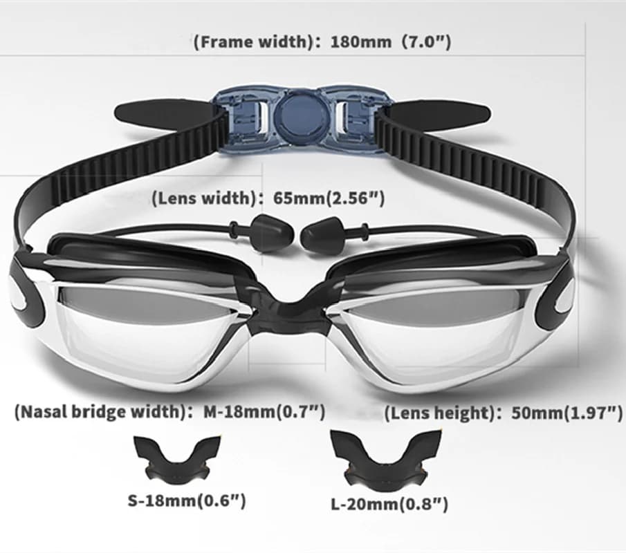 Lunettes de natation ARENA anti-buée avec bouchons d'oreilles - Protection UV étanche réglable hommes femmes
