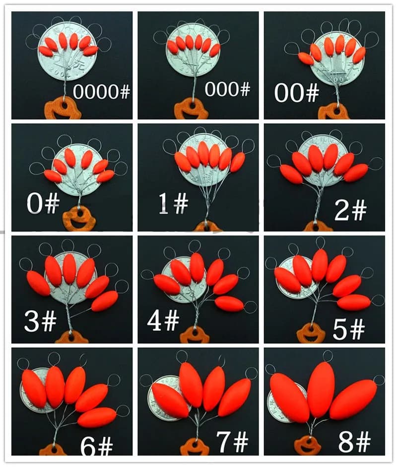 Lot de 5 flotteurs de pêche mini ovales Red Seven Star 000#-5#, connecteur et accessoire pour montage