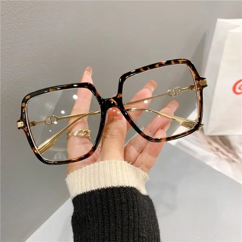 Lunettes carrées surdimensionnées pour pêche - Monture métal rétro bloquant la lumière bleue