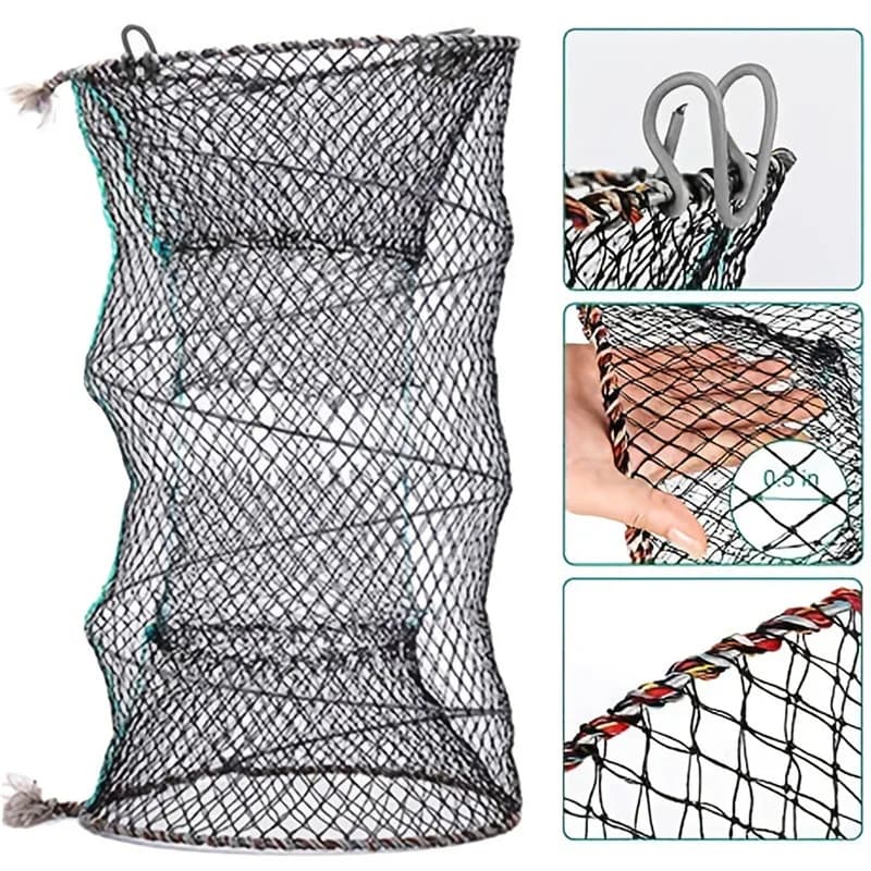 Piège à poissons pliable et portable pour écrevisses, crabes et crevettes, filet de pêche télescopique