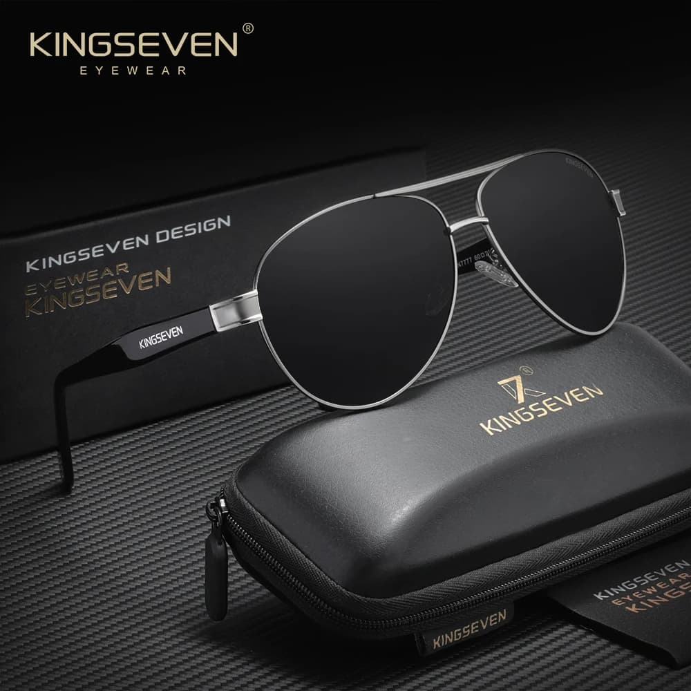Lunettes de soleil rétro KINGSEVEN pilote homme - UV400 polarisées anti-éblouissement - Conduite extérieur