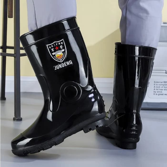 Bottes pluie grande taille homme mi-mollet épaissies chaussures aquatiques résistantes acides-bases légères anti-dérapantes