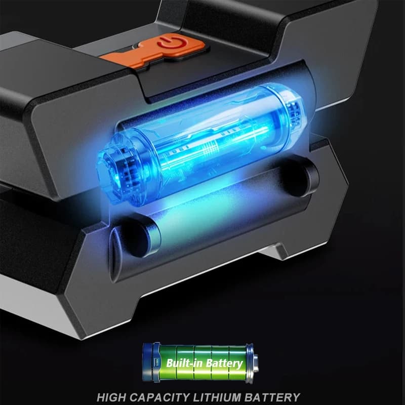 Lampe frontale pêche rechargeable 5 LED - Batterie intégrée lumière forte pour pêche nocturne camping