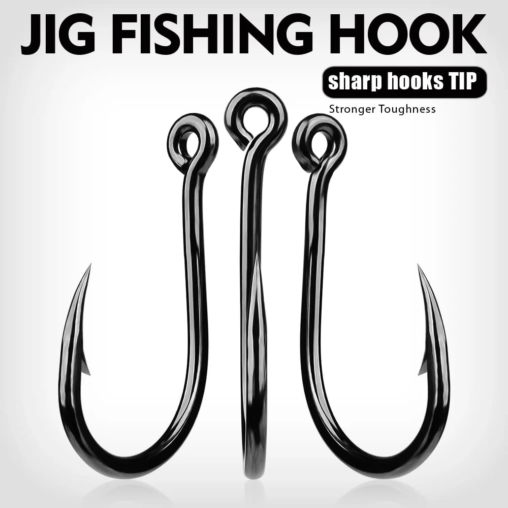 Lot de 50 hameçons pêche mer et eau douce PROBEROS acier carbone forte puissance 1/0 à 10/0