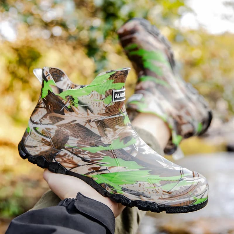 Bottes camouflage homme grandes tailles 46-48 imperméables anti-dérapantes PVC confortables