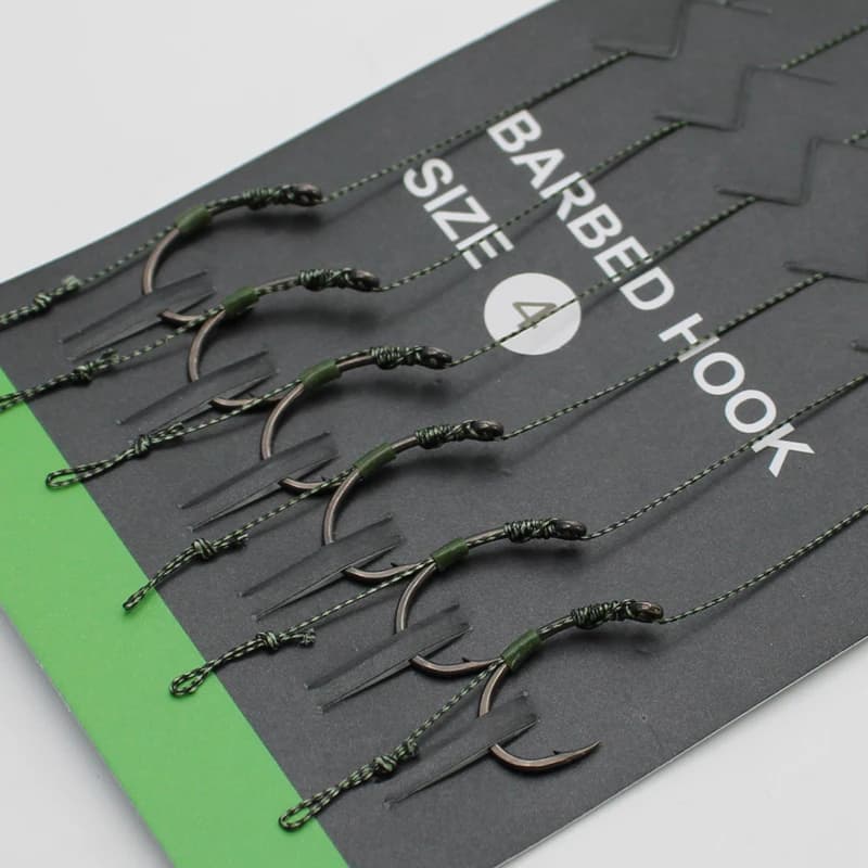 6 montages hair rig prêts à pêcher pour la carpe avec hameçons spécialisés et ligne de pêche