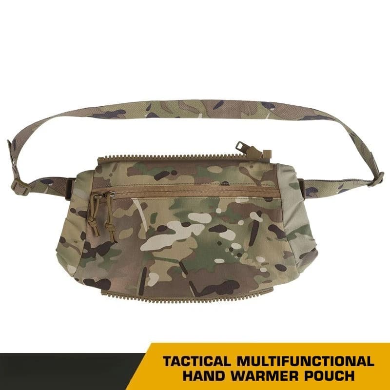 Pochette chauffante mains tactique pêche hiver - Sac banane multifonction chasse