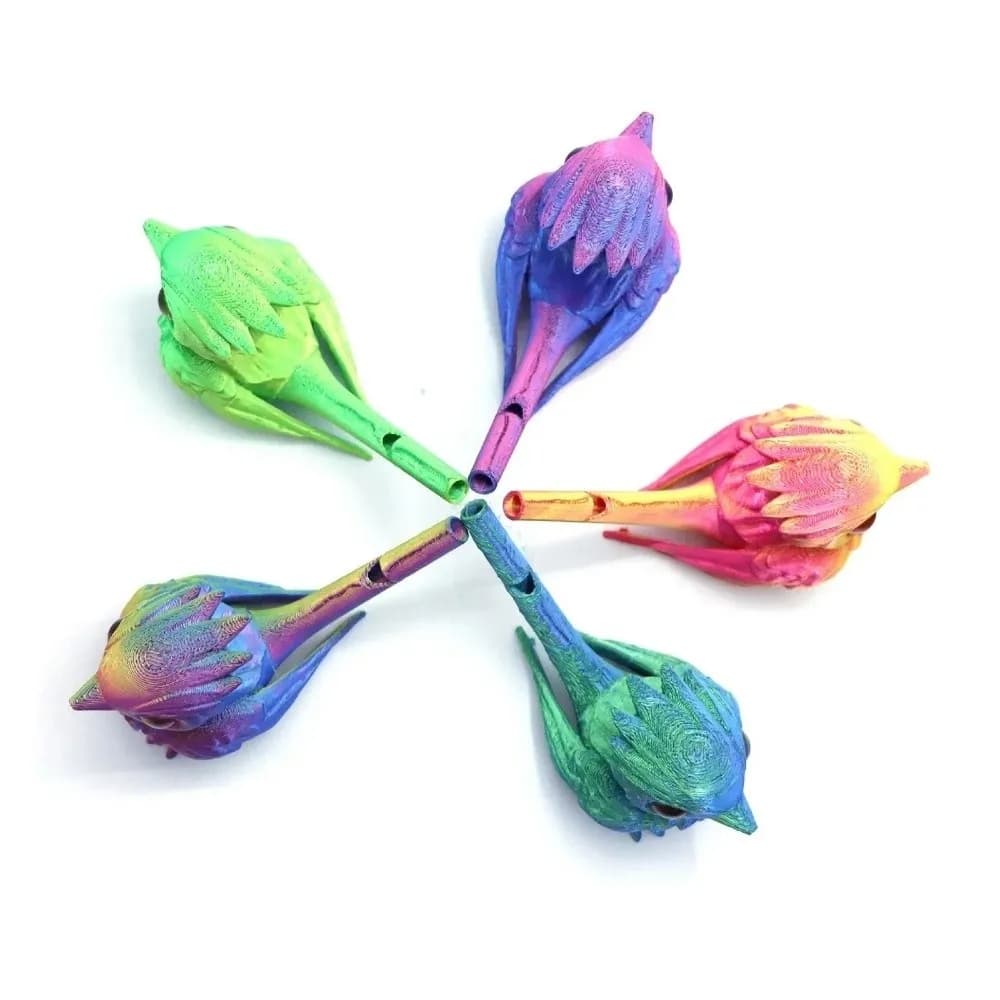 Sifflet oiseau portable imprimé 3D à gradient d'eau - Flûte décorative pour bureau ou cadeau original