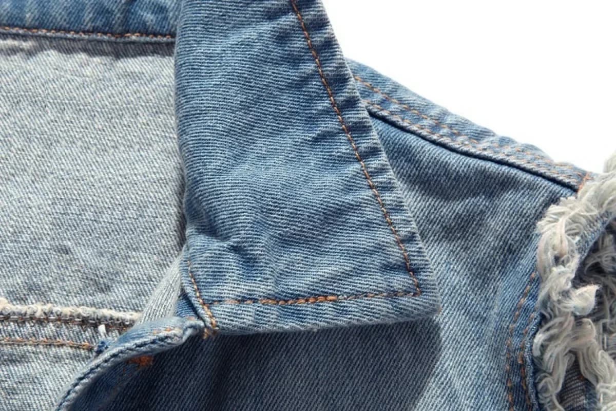 Veste denim déchirée sans manches homme style rétro pour pêche estivale confortable