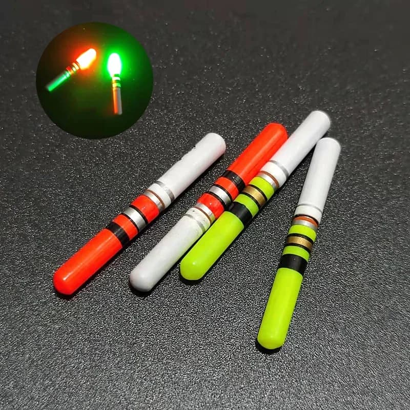 Lot de 5 bâtons lumineux vert et rouge pour pêche de nuit, lampe LED CR322, accessoire