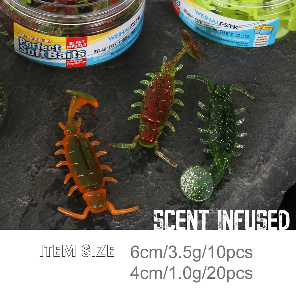 Leurres artificiels bass carpe perche alien bug senteur crevettes appâts plastique souple