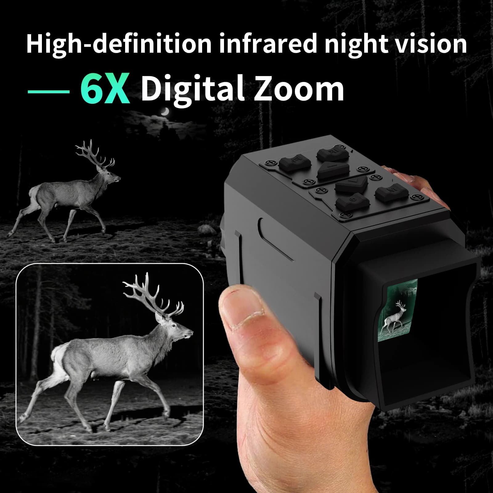 Jumelle de vision nocturne numérique 40MP avec zoom 6X - Portée 400 mètres pour pêche de nuit