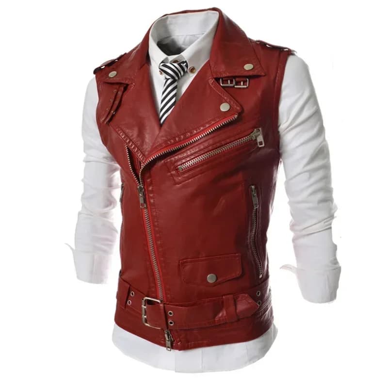 Veste en cuir homme slim fit zippée - Style coréen élégant pour pêche urbaine et sorties