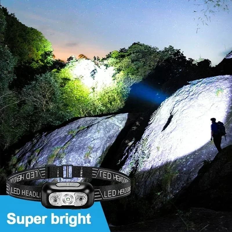 Lampe frontale LED HOMEFISH rechargeable détecteur de mouvement pêche camping étanche