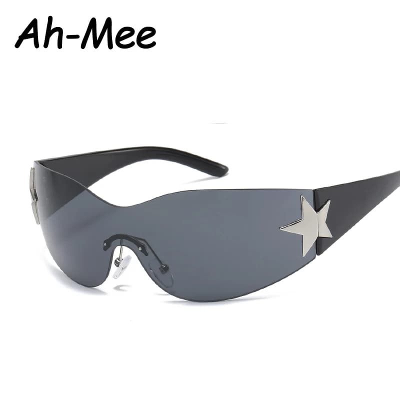 Lunettes de soleil rimless punk pour femme pêcheuse - Style Y2K pour pêche sportive tendance