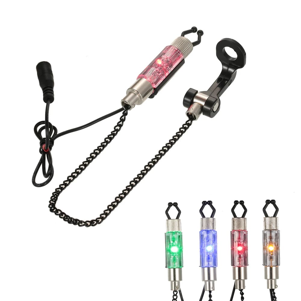 Support chaîne pour alarme de touche en fer avec indicateur LED illuminé - Accessoire de pêche pratique